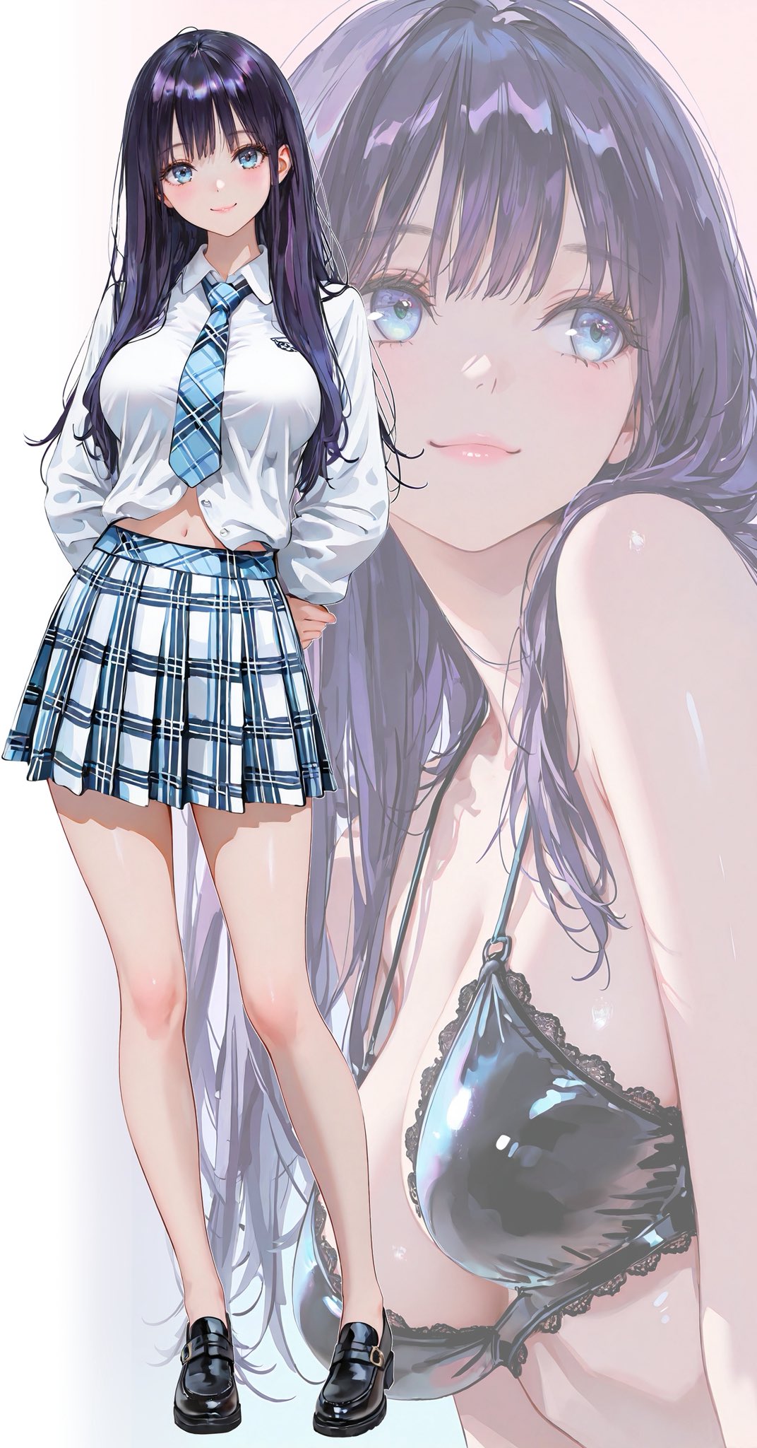 【原创插画】紫发蓝瞳的夏日JK 在清纯与冷艳间徘徊的校园物语