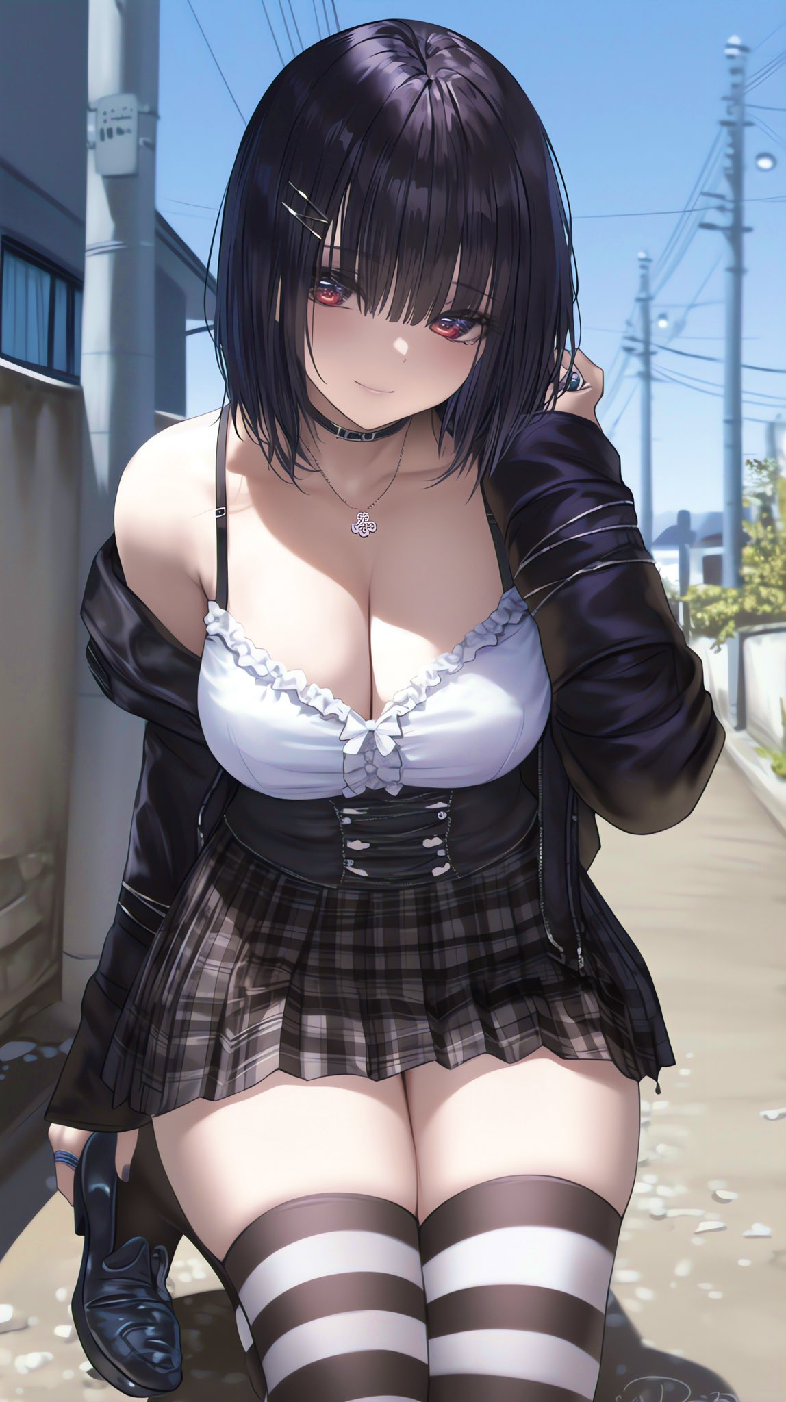 【原创印象】巷弄里的哥特梦境 深紫发少女的都市地雷系穿搭