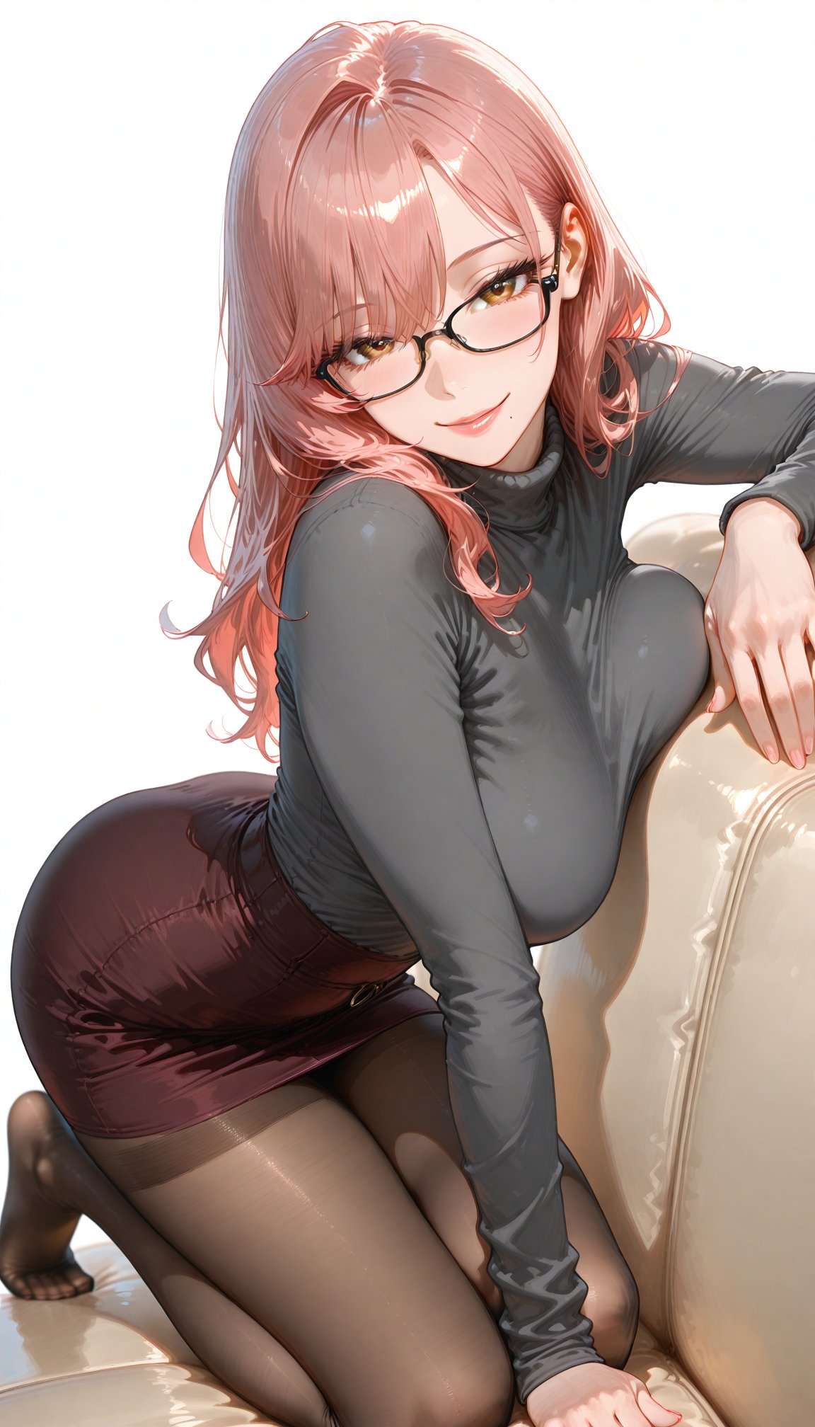 【原创美学】粉发眼镜娘 温柔泪痣下的职场知性叙事