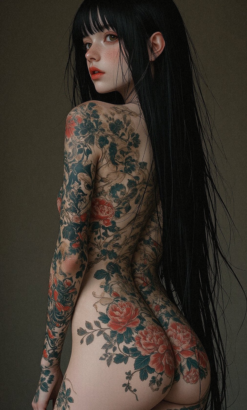 【数字艺术】墨染华章 定格浮世绘纹身少女的叛逆美学