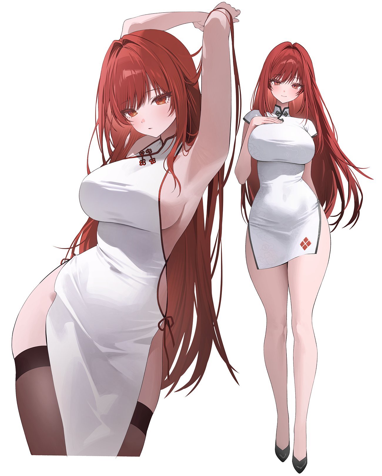 【原创幻想】红发御姐 + 纯白旗袍的月下邀约